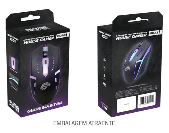 Mouse Gamer Led Rgb 1600dpi 3 Botões Preto K-mex Moa8